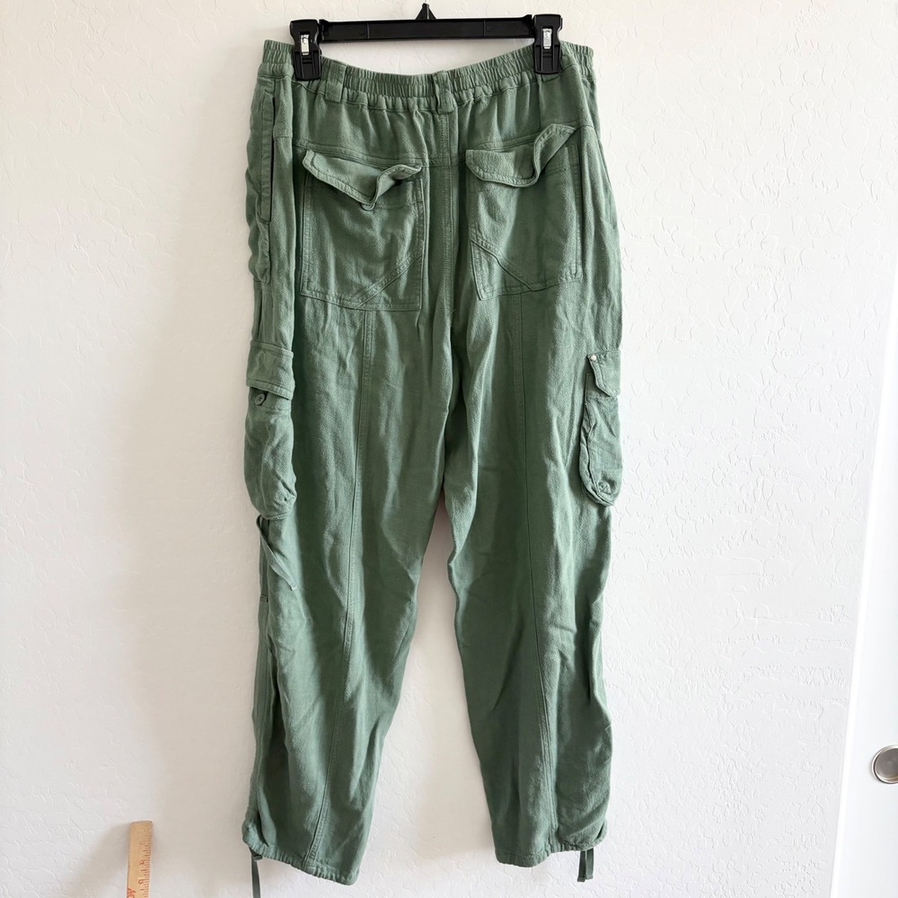 Anthropologie Sage Green Cargo Utility Pants Elastic Waist Size S Relaxed Fit‎ - Picture 4 of 11